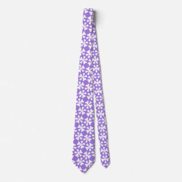 Lilac and White Modern Geometric Floral Pattern ネクタイ