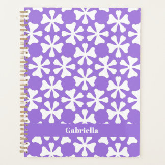 Lilac and White Modern Geometric Floral Pattern プランナー手帳