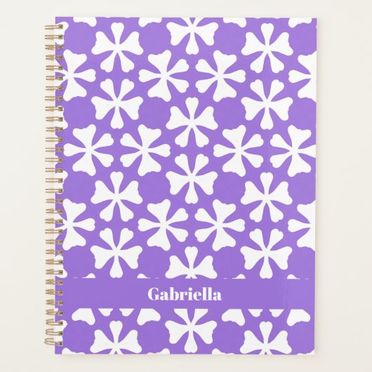 Lilac and White Modern Geometric Floral Pattern プランナー手帳 (正面)
