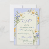Lilac And White Wildflowers Geometric RSVP Card (正面)