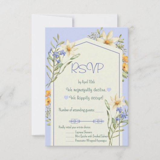 Lilac And White Wildflowers Geometric RSVP Card (正面)