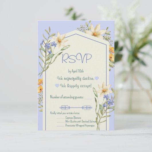 Lilac And White Wildflowers Geometric RSVP Card (スタンド正面)