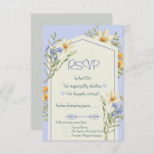 Lilac And White Wildflowers Geometric RSVP Card (正面/裏面)