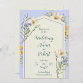 Lilac And White Wildflowers Geometric Wedding 招待状 (正面/裏面)