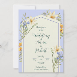 Lilac And White Wildflowers Geometric Wedding 招待状