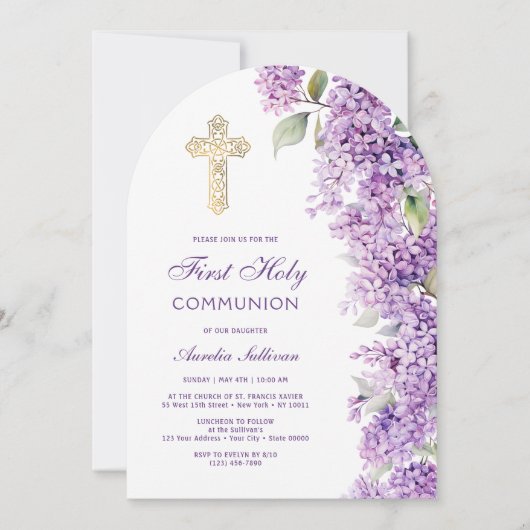 Lilac Arch First Communion Invitation 招待状 (正面)