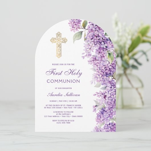 Lilac Arch First Communion Invitation 招待状 (スタンド正面)