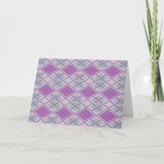 LILAC ARGYLE KNIT グリーティングカード / 横向き (正面)