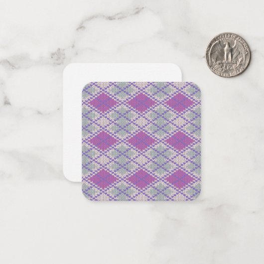 LILAC ARGYLE KNIT 2.5x2.5 フラットノートカード ノートカード (正面/裏面インサイチュ)