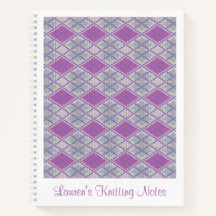 LILAC ARGYLE KNIT 8.5x11 スパイラルノートブック + テキスト ノートブック