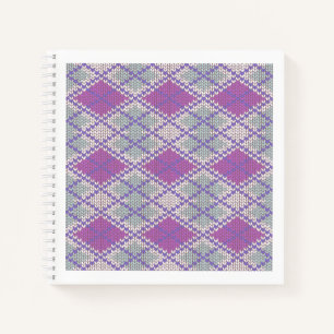 LILAC ARGYLE KNIT 8.5x8.5 スパイラルノートブック ノートブック