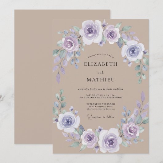 Lilac Blossom Wedding 招待状 (正面/裏面)