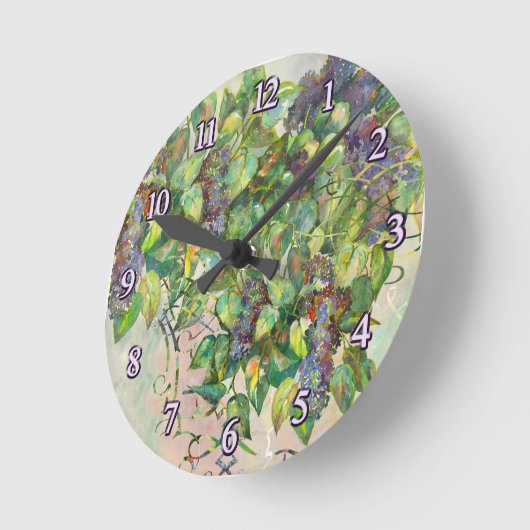 lilac blossoms Wall Clock ラウンド壁時計 (傾斜)