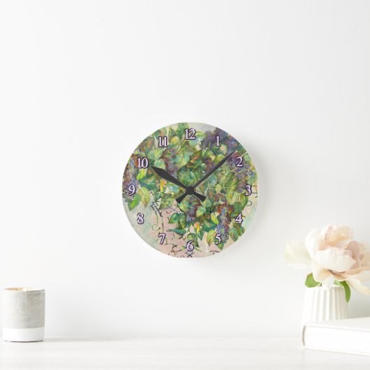 lilac blossoms Wall Clock ラウンド壁時計 (ホーム)