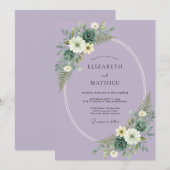 Lilac Botanical Ethereal Wedding 招待状 (正面/裏面)