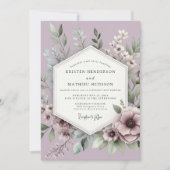 Lilac Botanical Meadow Wedding 招待状 (正面)