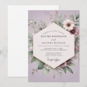 Lilac Botanical Romance Wedding 招待状 (正面/裏面)