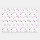 Lilac Bunny Colorful Watercolor Pattern ラッピングペーパーシート (正面2)