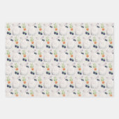Lilac Bunny Colorful Watercolor Pattern ラッピングペーパーシート (正面)