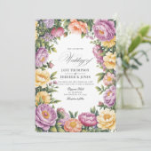 Lilac, Butter Yellow and Pale Coral Floral Wedding 招待状 (スタンド正面)