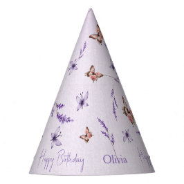 Lilac Butterflies Watercolor 1st Birthday Party  パーティーハット