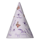 Lilac Butterflies Watercolor 1st Birthday Party  パーティーハット (右)