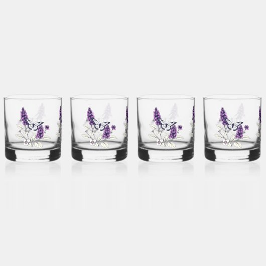 Lilac Butterfly Bush ウイスキーグラス (正面)