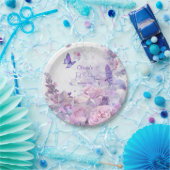 Lilac Butterfly Watercolor Disposable ペーパープレート (パーティー)