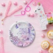 Lilac Butterfly Watercolor Disposable ペーパープレート (パーティー)