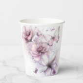 Lilac Butterfly Watercolor Girl's 1st Birthday  紙コップ (裏面)