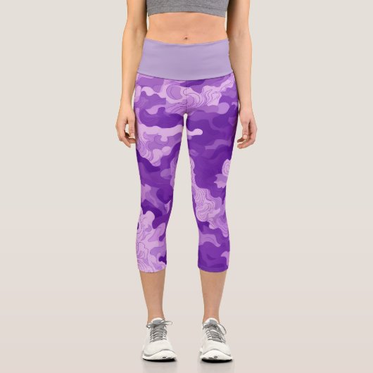 Lilac camo pattern  カプリレギンス (正面)
