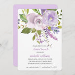 Lilac | Chic Lavender Floral Wedding Bridal Brunch 招待状<br><div class="desc">Our beautiful floral Bridal Brunch invitations are bursting with a vibrant colour palette of violet, lilac, ivory, pinks, blush pinks and green foliage. Add your detail in chic grey lettering using the template. Reverse of card is in a elegant shade of lilac. For support or custom request, please contact us...</div>