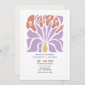 Lilac & Clay Rose Abstract Floral Boho Wedding 招待状 (正面/裏面)