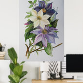 Lilac Clematis Vine Acrylic Painting ポスター (ホームオフィス)