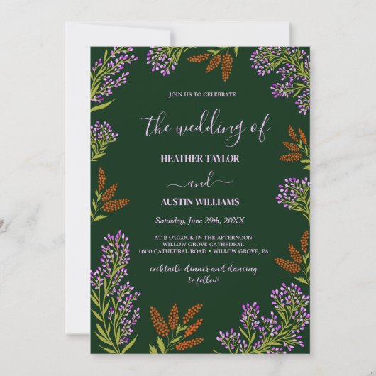 Lilac Colorful Wildflower Botanical Wedding  招待状 (正面)
