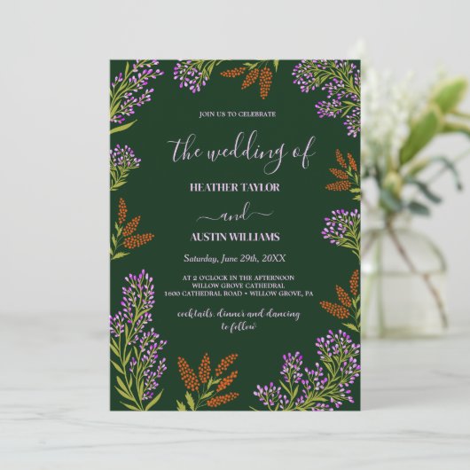 Lilac Colorful Wildflower Botanical Wedding  招待状 (スタンド正面)