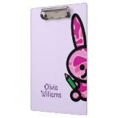 Lilac Cute Camouflage Bunny Rabbit Custom Name クリップボード (左)