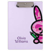 Lilac Cute Camouflage Bunny Rabbit Custom Name クリップボード (正面)