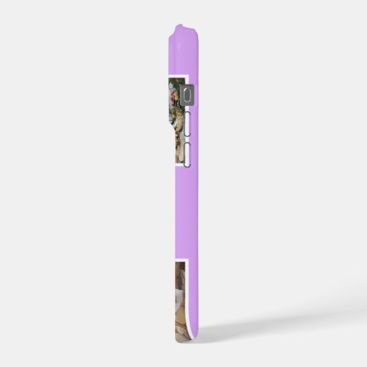 Lilac Cute Modern 3 Photo Layout Custom iPhoneケース (左側面)