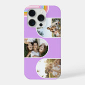 Lilac Cute Modern 3 Photo Layout Custom iPhoneケース (裏面)