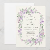 Lilac Delicate Wreath Wedding 招待状 (正面/裏面)