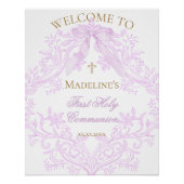 lilac design First Holy Communion welcome sign   ポスター (正面)