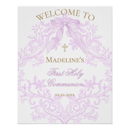 lilac design First Holy Communion welcome sign   ポスター