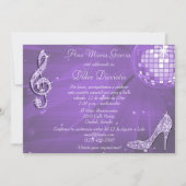 Lilac Disco Ball, Princess Coach & Horses Sweet 16 招待状 (裏面)