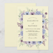 Lilac Dreamy Botanical Wedding 招待状 (正面/裏面)