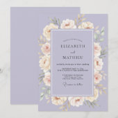 Lilac Ethereal Floral Wedding 招待状 (正面/裏面)