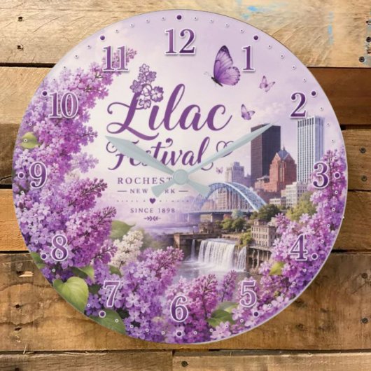 Lilac Festival Rochester New York ラージ壁時計