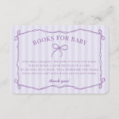 Lilac Flirt Bow Soft Pastel Baby Shower Books エンクロージャーカード (正面)
