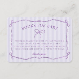 Lilac Flirt Bow Soft Pastel Baby Shower Books エンクロージャーカード