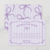 Lilac Flirt Bow Soft Pastel Baby Shower Books エンクロージャーカード (正面/裏面)